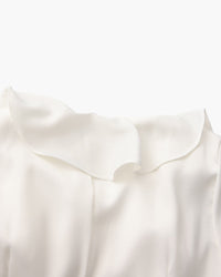 Pearl Button Ruffle Midi Dress