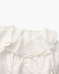 Pearl Button Ruffle Midi Dress