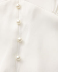 Pearl Button Ruffle Midi Dress